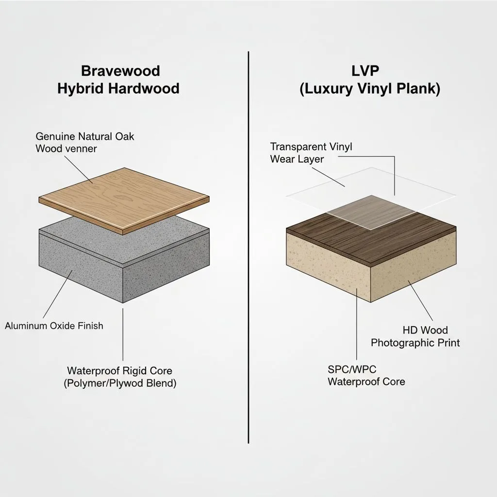 Bravewood Hybrid Hardwood vs. LVP: The Definitive Wood-Look Flooring Guide