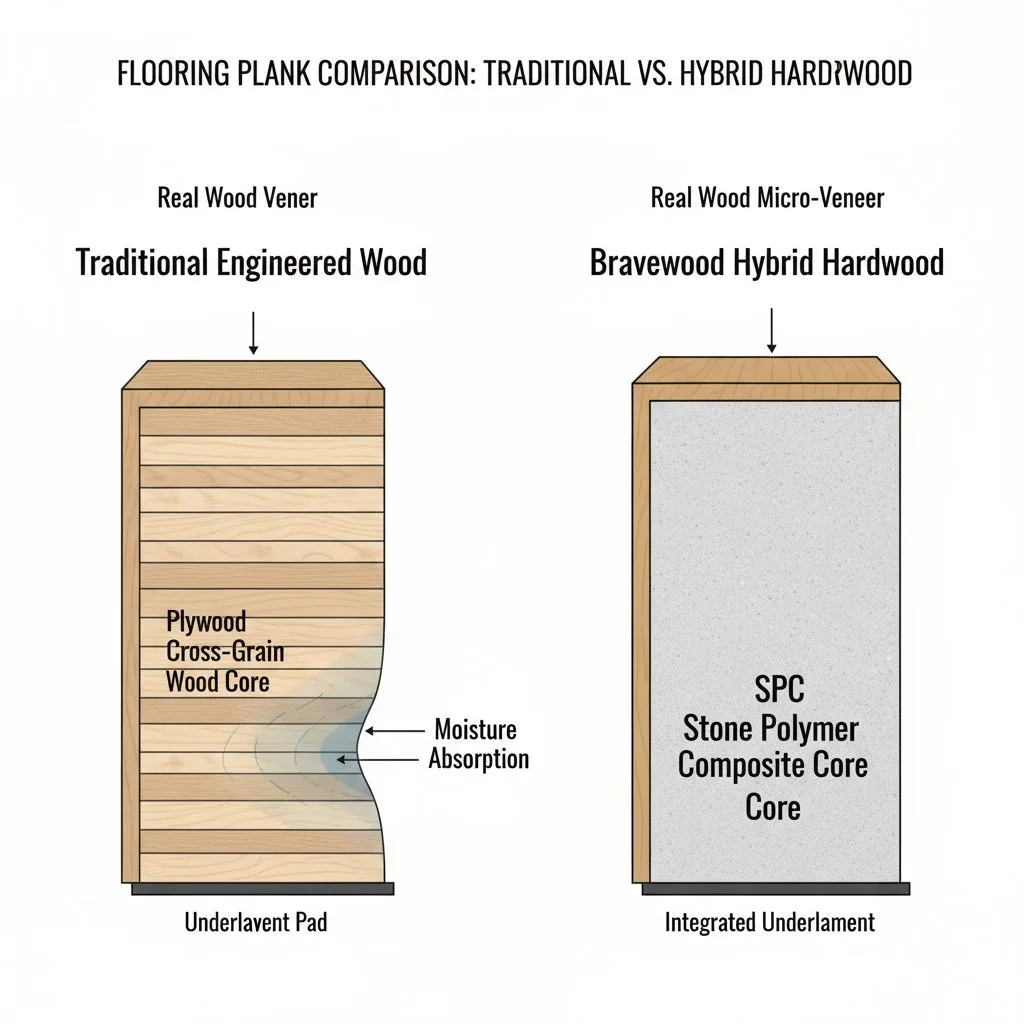Bravewood Waterproof Hybrid Hardwood vs. Traditional Engineered Wood: A Science-Backed Teardown