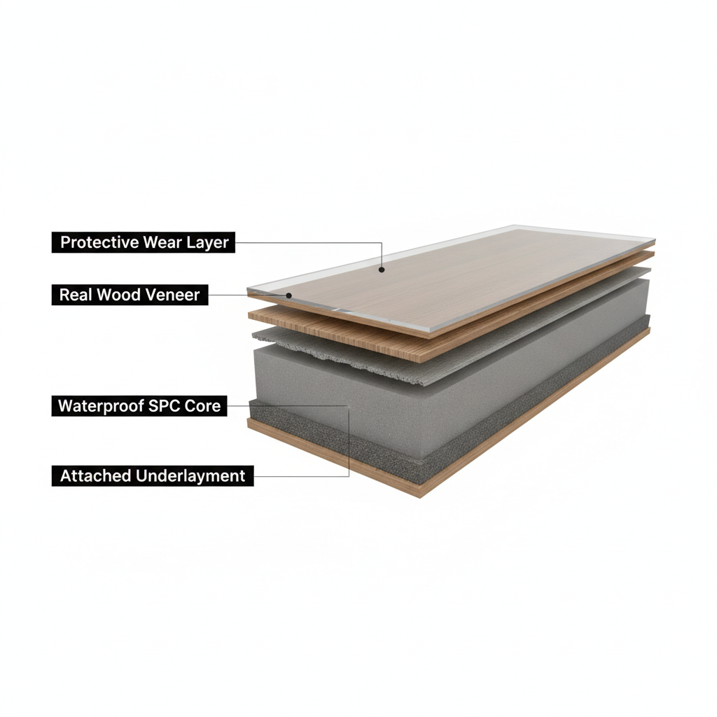 Anatomy of a Waterproof Hybrid Hardwood Plank